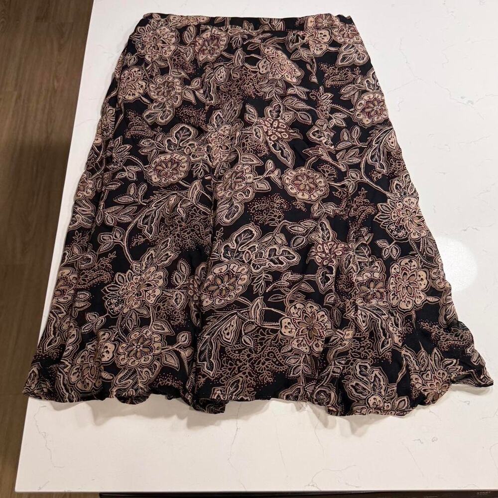 Vintage brown floral maximidi skirt